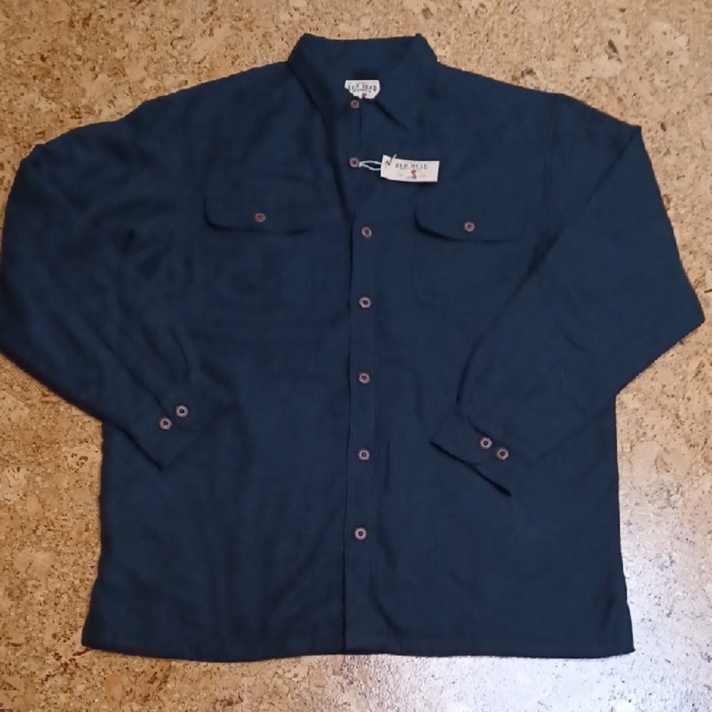 Red Head Brand Men's Black Heather Fleece Lined Flannel Shirt Size L NWT